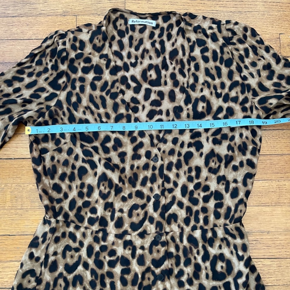 NWT REFORMATION Leopard Animal Print ALMA Crepe Midi Dress Sz 12 - Picture 5 of 10